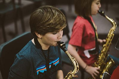 Student playing instrument