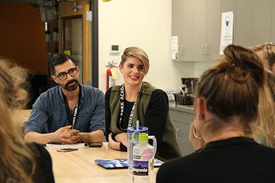 Kelly Turpin '04 and David Radamés Toro in the makerspace