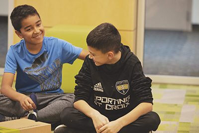 middle school boys in the makerspace