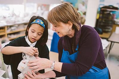 karen Rossbach teaching lower school art