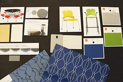 color palette and cafeteria furniture for our new space