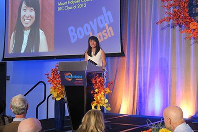 Pa Chia Thao '13 speaking at the Booyah Bash gala