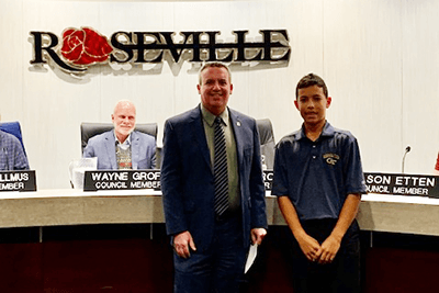 jay g with Roseville city council