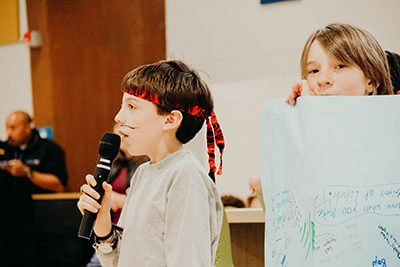 zach thanking the cafeteria staff at middle school lunch