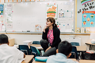 lower school teacher talking to her class