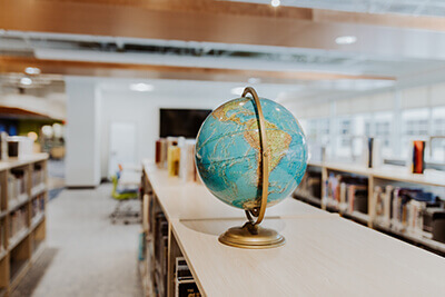 globe in library