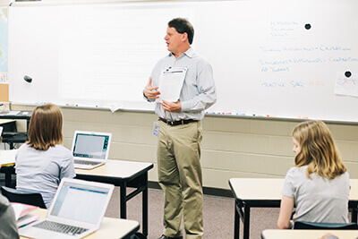 Mr. vergin teaching in his classroom