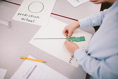 lower school student working on hands on project