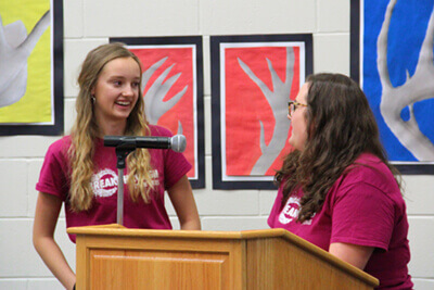 class of 2019 grads gabby law and Julia portis at MPA talks 2018