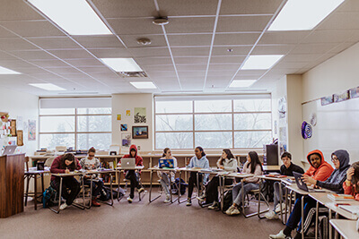 Students in a Socratic Seminar