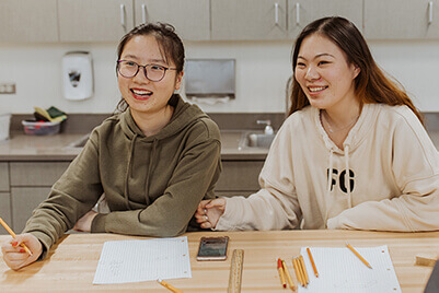 international students in the makerspace