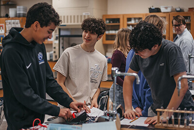 students working on lab together