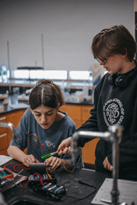 students working on a lab together