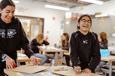 middle school students in the makerspace