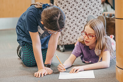 Two students working together