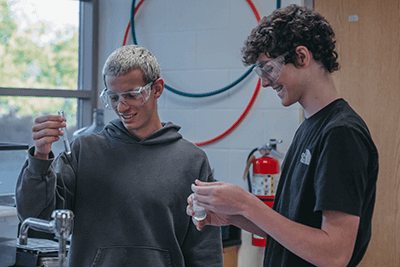 Upper School students working in chemistry together