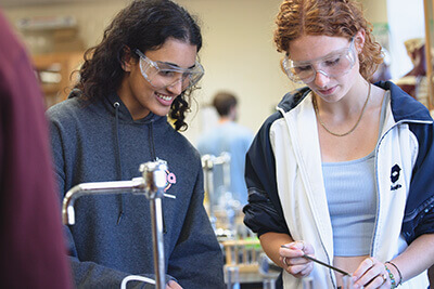 Upper School students working on a chemistry lab