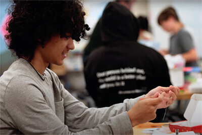 Upper School student working in the Makerspace