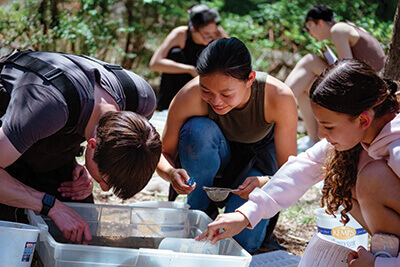 Upper School students working in the outdoor learning lab