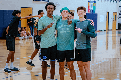 Three Upper School students at the Nitro Ball Tournament.