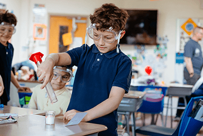 A student working on an experiment.